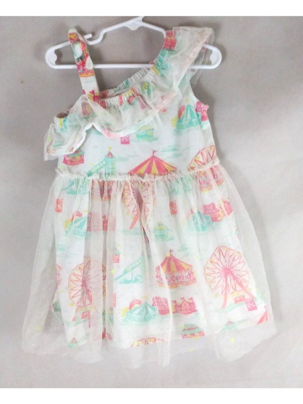 Genuine Kids Oshkosh Glow In The Dark Carnival Print Dress Girls Size 4T